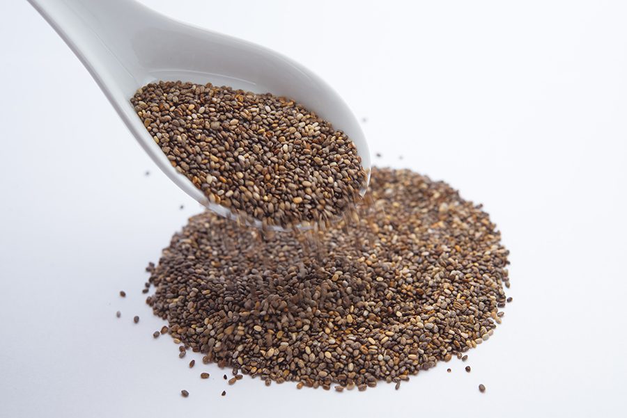 a spoon of chia seeds