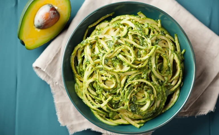 Healthy Zucchini Noodles with Creamy Avocado Pesto Recipe